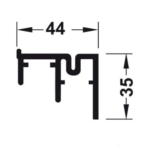 Ray dẫn hướng dưới 3500 mm Hafele 407.47.004 3 Ray dẫn hướng dưới 3500 mm Hafele 407.47.004