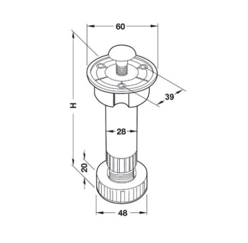 Chân tủ bằng nhựa 120mm Hafele 637.45.344 3 637.45.344 1