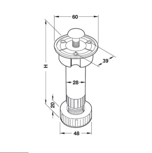 Chân tủ bằng nhựa 150mm Hafele 637.45.371 3 637.45.371 1