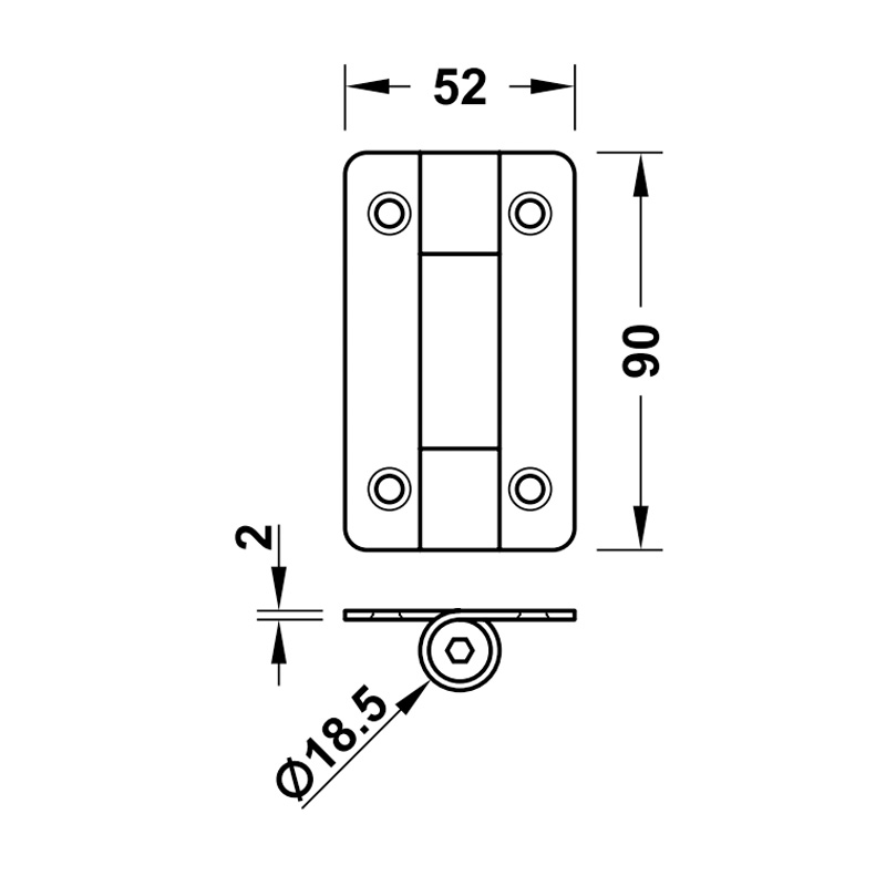Kích thước của Bản lề nhà vệ sinh công cộng Hafele 988.98.091 Kích thước của Bản lề nhà vệ sinh công cộng Hafele 988.98.091
