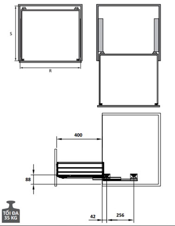 Kích thước của Bộ rổ bát đĩa Cucina Cappella 549.08.148 900mm Inox 304 Kích thước của Bộ rổ bát đĩa Cucina Cappella 549.08.148 900mm Inox 304