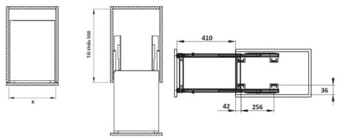 Bộ rổ dao thớt, chai lọ Sonata Hafele 549.20.211 mạ chrome 3 Kích thước của Bộ rổ dao thớt, chai lọ Sonata Hafele 549.20.211 mạ chrome
