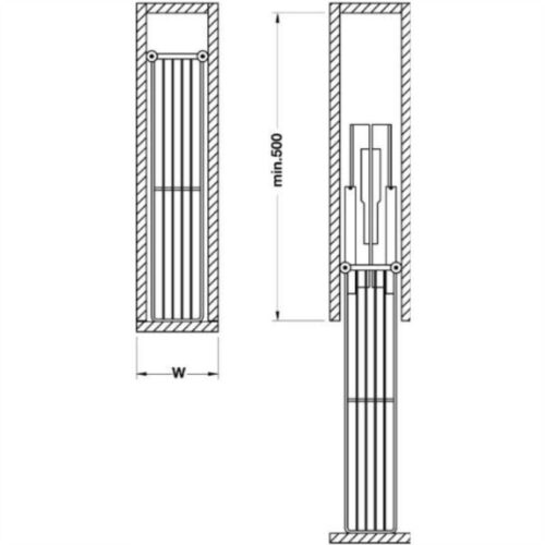 Bộ rổ kéo Hafele 549.34.022 cho tủ hẹp 150mm 3 Kích thước của Bộ rổ kéo Hafele 549.34.022 cho tủ hẹp 150mm