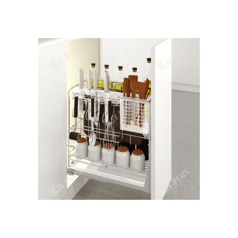 Giá dao thớt Inox nan vuông, ray giảm chấn Kit Plus DE 30T Giá dao thớt Inox nan vuông, ray giảm chấn Kit Plus DE 30T