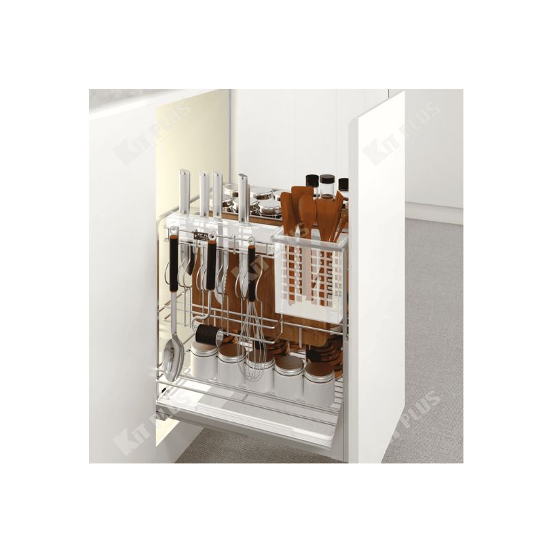 Giá dao thớt Inox nan vuông, ray giảm chấn Kit Plus DE 40T Giá dao thớt Inox nan vuông, ray giảm chấn Kit Plus DE 40T