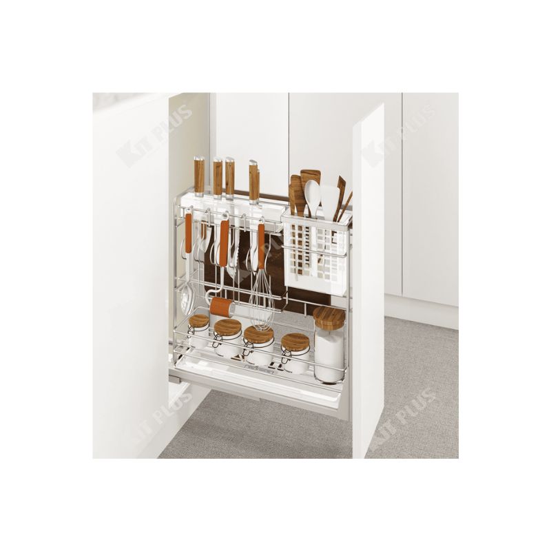 Giá dao thớt nan dẹt inox mờ, ray giảm chấn Kit Plus EC VIP.20 Giá dao thớt nan dẹt inox mờ, ray giảm chấn Kit Plus EC VIP.20