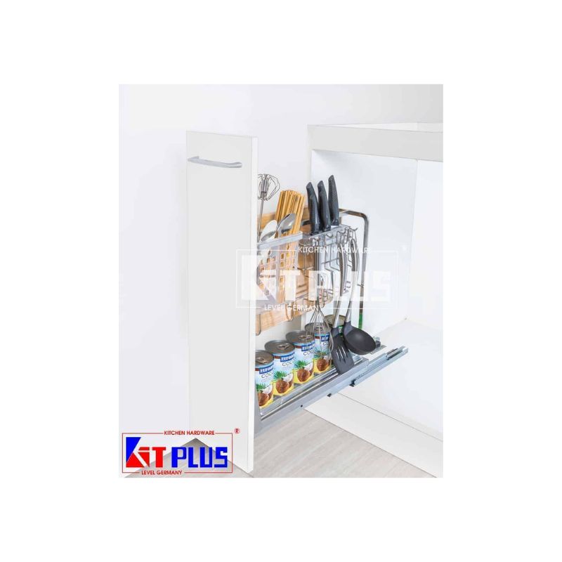 Giá dao thớt nan dẹt inox mờ, ray giảm chấn Kit Plus EC VIP.20 Giá dao thớt nan dẹt inox mờ, ray giảm chấn Kit Plus EC VIP.20