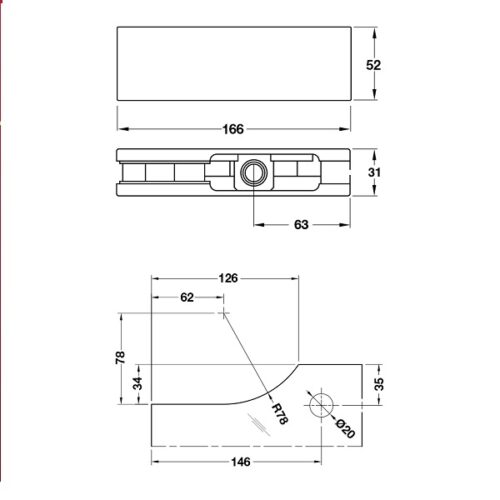 Kẹp kính trên Inox mờ Hafele 981.50.020 3 Kích thước của Kẹp kính trên Inox mờ Hafele 981.50.020