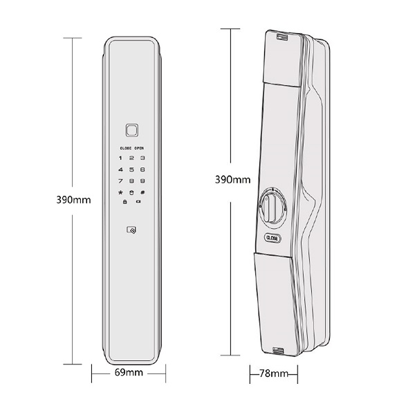 Kích thước của Khóa điện tử Hafele PP9000 912.05.692 Kích thước của Khóa điện tử Hafele PP9000 912.05.692