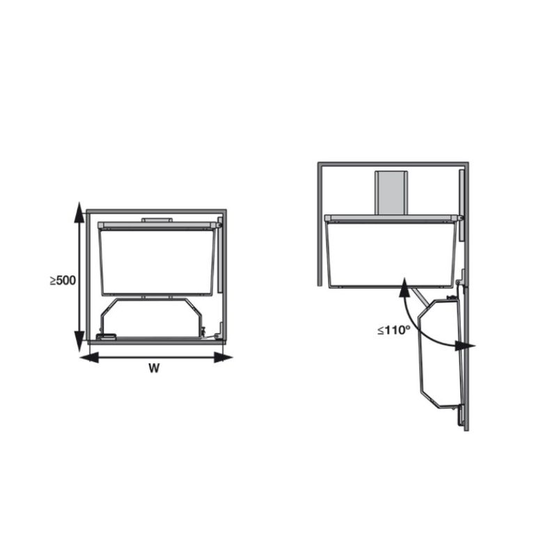 Kích thước của Tủ đồ khô 600mm Tandem Pantry Hafele 545.94.65094-650 Kích thước của Tủ đồ khô 600mm Tandem Pantry Hafele 545.94.650