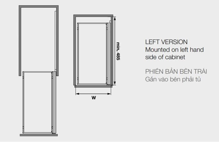 Kích thước của Phụ kiện tủ bếp Hafele 545.53.761 bộ 2 rổ ARENA COMFORT II, 250m, mở trái Kích thước của Phụ kiện tủ bếp Hafele 545.53.761 bộ 2 rổ ARENA COMFORT II, 250m, mở trái