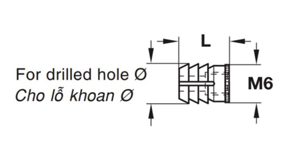 Kích thước của Tắc kê thân ốc liên kết Hafele 039.33.266 Kích thước của Tắc kê thân ốc liên kết Hafele 039.33.266
