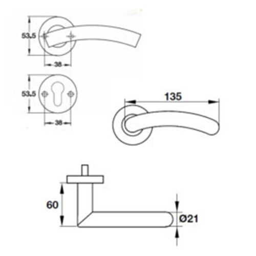 Tay nắm gạt cửa phòng Hafele 903.92.408 3 Kích thước của Tay nắm gạt cửa phòng Hafele 903.92.408