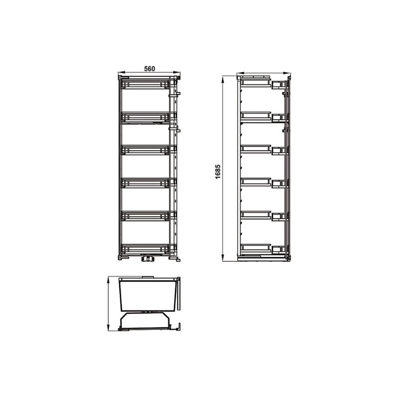 Bộ rổ Hafele Kara Swing 548.65.862 6 tầng 600mm Bộ rổ Hafele Kara Swing 548.65.862 6 tầng 600mm