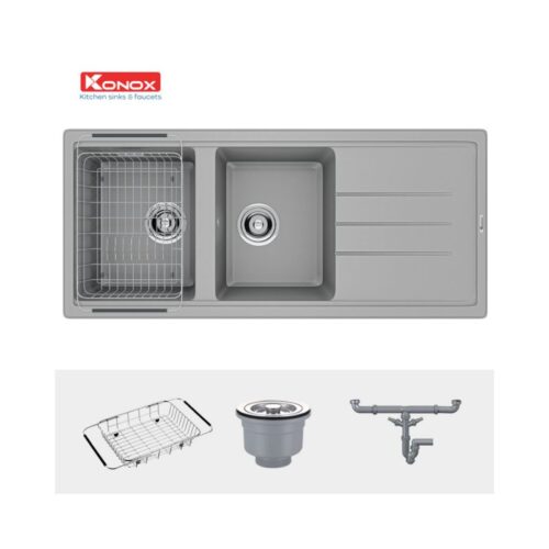 Chậu rửa bát Konox Granite Phoenix 1160 - Grey 4 Chậu rửa bát Konox Granite Phoenix 1160 - Grey