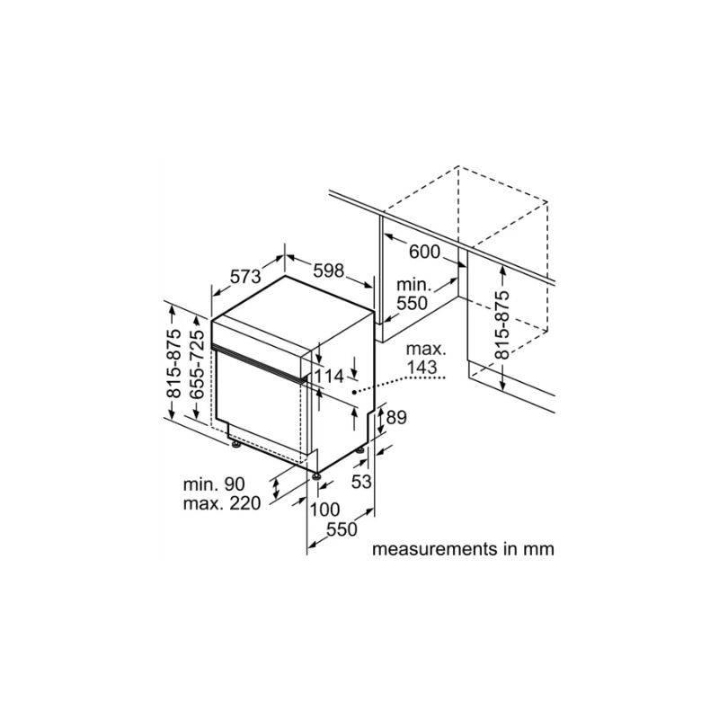 Kích thước của Máy rửa bát Bosch SMI4HVS33E Kích thước của Máy rửa bát Bosch SMI4HVS33E