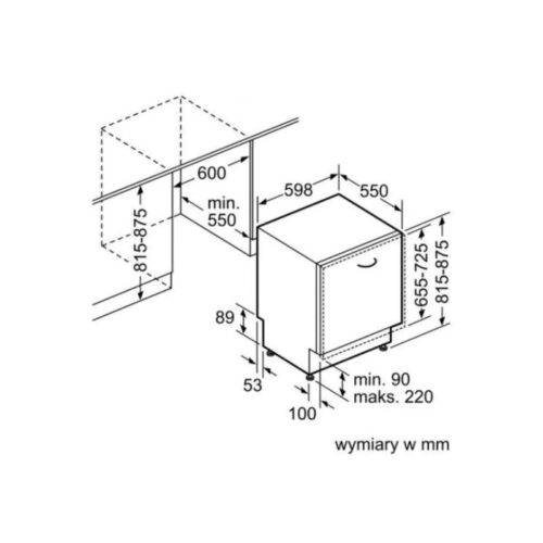 Máy rửa bát lắp âm Bosch SMV46KX00E 7 Kích thước của Máy rửa bát lắp âm Bosch SMV46KX00E