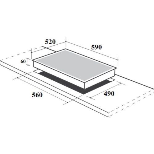 Bếp từ Canzy 3 vùng nấu CZ 67GHP lắp âm 3 Kích thước bếp từ Canzy 3 vùng nấu CZ 67GHP lắp âm