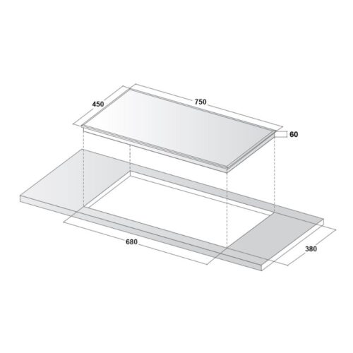 Bếp từ đôi Canzy CZ-ID077EU lắp âm 3 Kích thước lắp đặt bếp từ đôi Canzy CZ-ID077EU lắp âm