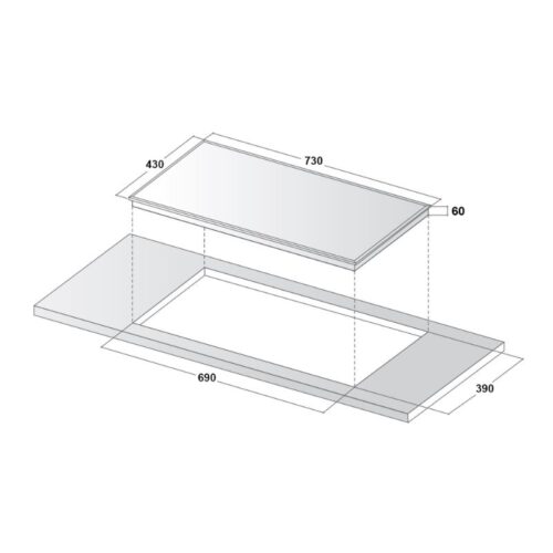 Bếp từ đôi Canzy CZ T78EU lắp âm 3 Kích thước lắp đặt bếp từ đôi Canzy CZ T78EU lắp âm