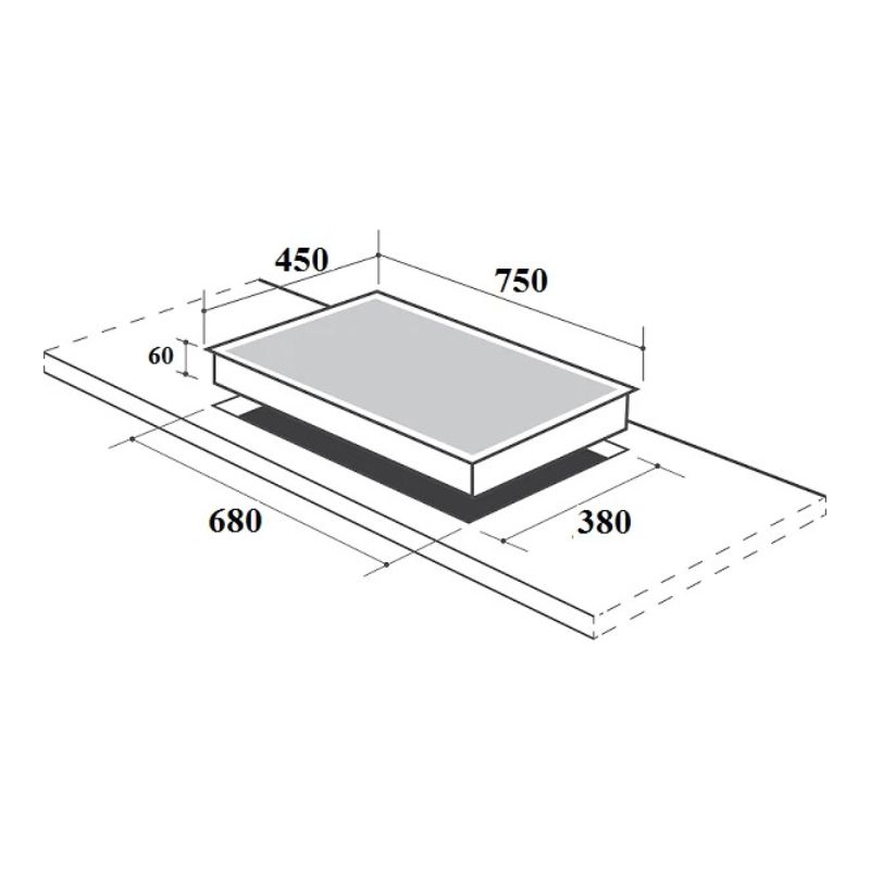 Kích thước bếp từ đôi Canzy CZ-TL67A lắp âm Kích thước bếp từ đôi Canzy CZ-TL67A lắp âm