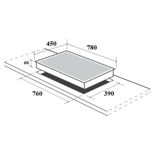 Bếp từ kết hợp hồng ngoại Canzy CZ-ML86GB lắp âm 3 Kích thước bếp từ kết hợp hồng ngoại Canzy CZ-ML86GB lắp âm
