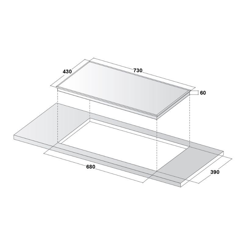 Kích thước lắp đặt bếp từ kết hợp hồng ngoại Canzy CZ-E89 lắp âm Kích thước lắp đặt bếp từ kết hợp hồng ngoại Canzy CZ-E89 lắp âm