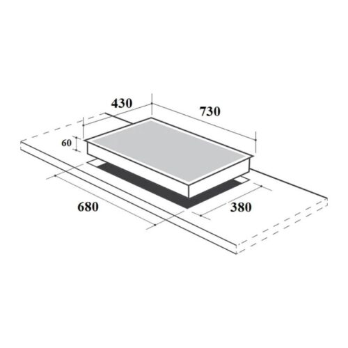 Bếp từ kết hợp hồng ngoại Canzy CZ-ML86B lắp âm 3 Kích thước lắp đặt bếp từ kết hợp hồng ngoại Canzy CZ-ML86B lắp âm