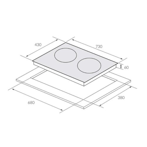 Bếp từ đôi Canzy CZ-56R lắp âm 4 Kích thước bếp từ Canzy CZ-56R