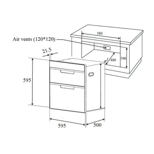 Máy sấy bát âm tủ Canzy CZ 100G 3 Kích thước máy sấy bát âm tủ Canzy CZ 100G