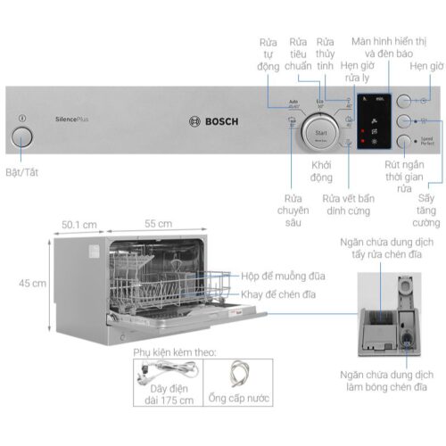 Máy rửa bát mini Bosch SKS62E38EU 5 Đặc điểm máy rửa bát mini Bosch SKS62E38EU