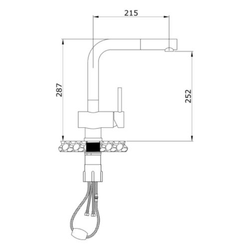 Vòi rửa bát nóng lạnh Konox KN1337 có dây rút 5 Kích thước vòi rửa bát nóng lạnh Konox KN1337 có dây rút