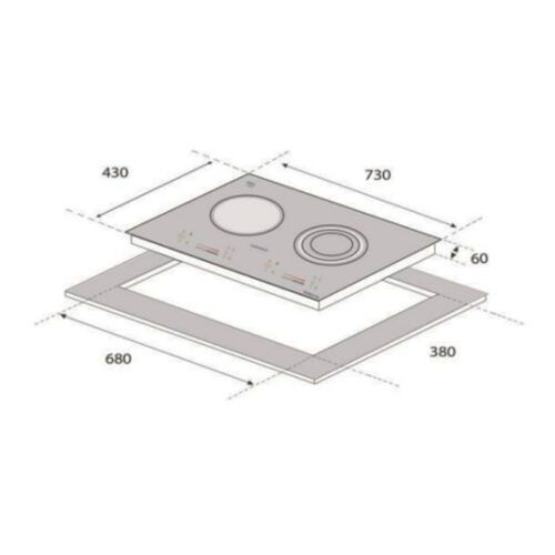 Bếp từ Eurogold 2 vùng nấu EUH2210 lắp âm 3 Kích thước bếp từ Eurogold 2 vùng nấu EUH2210 lắp âm
