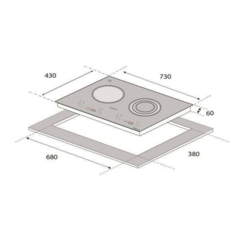 Kích thước bếp từ Eurogold 2 vùng nấu EUH2210 lắp âm Kích thước bếp từ Eurogold 2 vùng nấu EUH2210 lắp âm