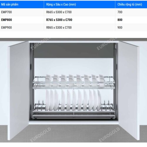 Giá bát nâng hạ điện Eurogold ESP9980 3 Kích thước giá bát nâng hạ điện Eurogold EMP800