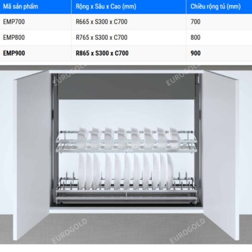 Giá bát nâng hạ điện Eurogold ESP9990 3 Kích thước giá bát nâng hạ điện Eurogold EMP900