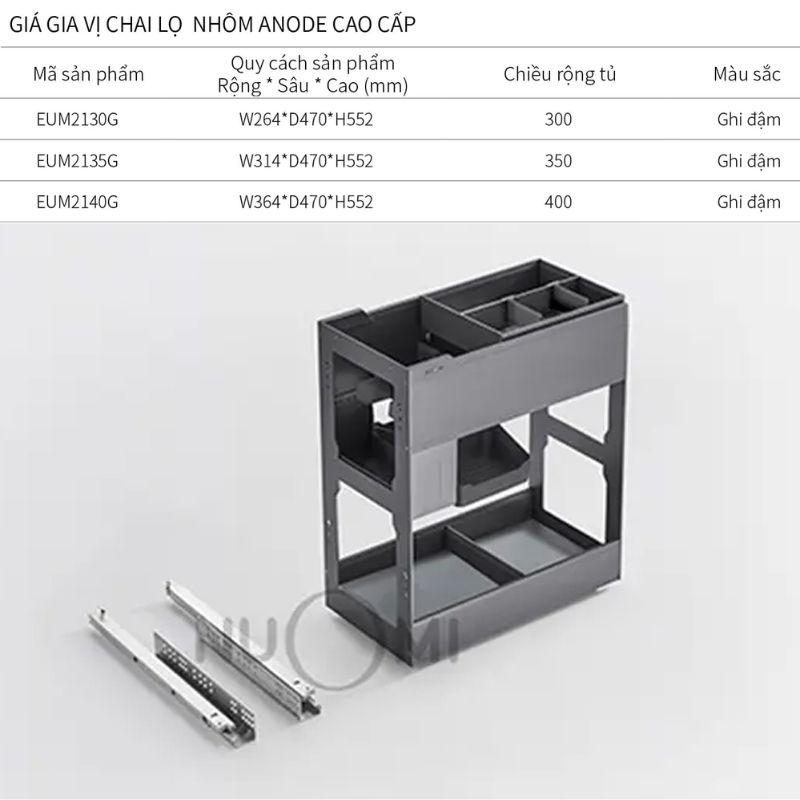 Kích thước giá gia vị Eurogold EUM2135G Kích thước giá gia vị Eurogold EUM2135G