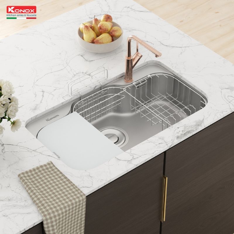 Hình ảnh 1 chậu rửa bát inox 1 hố Konox TARI 9051SR Hình ảnh 1 chậu rửa bát inox 1 hố Konox TARI 9051SR