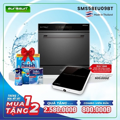 Ưu đãi đặc biệt Tháng 7: Máy rửa bát Eurosun - Đón Quốc Khánh 2/9! 9 khuyen mai may rua bat eurosun sms58eu09bt