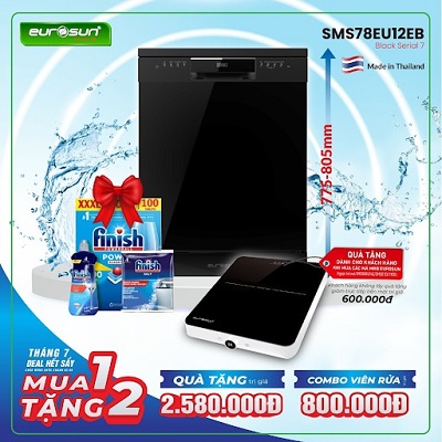 Ưu đãi đặc biệt Tháng 7: Máy rửa bát Eurosun - Đón Quốc Khánh 2/9! 5 khuyen mai may rua bat eurosun sms78eu12eb