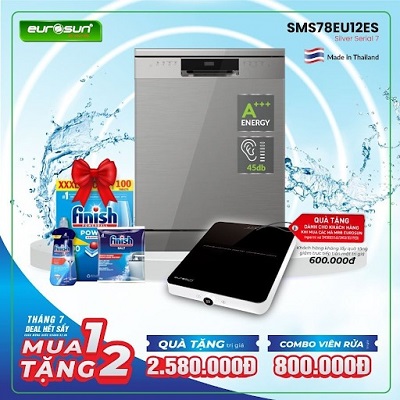 Ưu đãi đặc biệt Tháng 7: Máy rửa bát Eurosun - Đón Quốc Khánh 2/9! 8 khuyen mai may rua bat eurosun sms78eu12es
