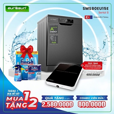 Ưu đãi đặc biệt Tháng 7: Máy rửa bát Eurosun - Đón Quốc Khánh 2/9! 3 khuyen mai may rua bat eurosun sms80eu15e