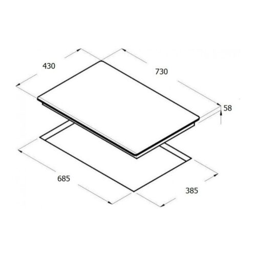 Bếp ga đôi Binova BI-282-DH lắp âm 3 Kích thước bếp ga âm Binova BI-282-DH