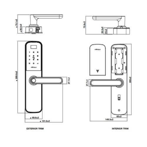 Khóa vân tay Hafele DL6100 912.20.582 4 Kích thước khóa vân tay Hafele DL6100 912.20.582