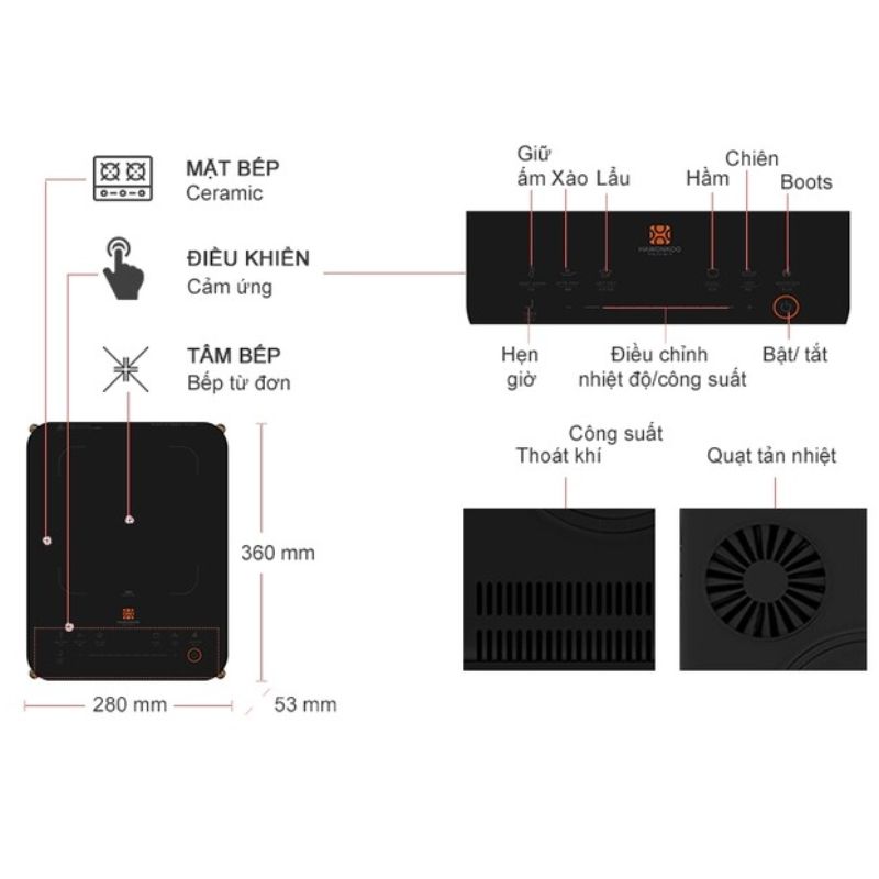 Chi tiết bếp từ mini Hawonkoo CEH-107-BA di động chi tiet bep tu mini hawonkoo ceh 107 ba di dong