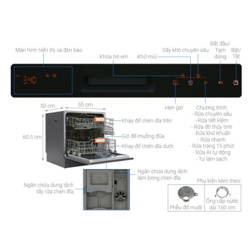 Máy rửa bát độc lập Junger Leopard DWJ-103 4 Thông số máy rửa bát độc lập Junger Leopard DWJ-103