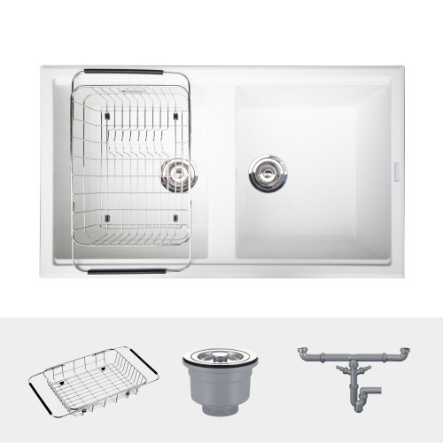 Ảnh chậu rửa bát Konox Granite Sink Phoenix Smart 860 White Silver Ảnh chậu rửa bát Konox Granite Sink Phoenix Smart 860 White Silver