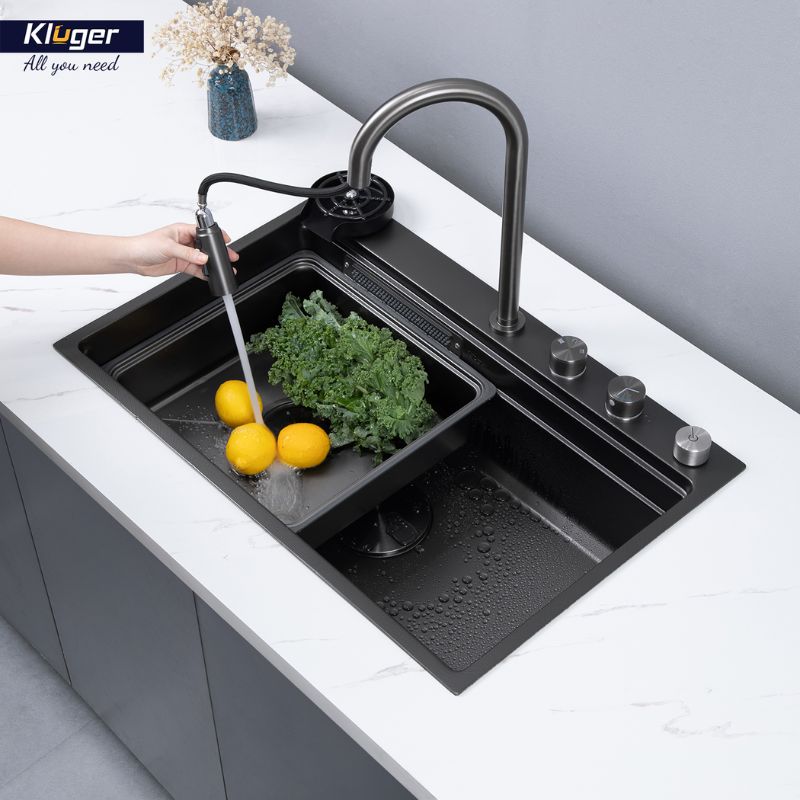 Ảnh thực tế chậu rửa bát 1 hố Kluger KWF8161FB-S76W Plus Ảnh thực tế chậu rửa bát 1 hố Kluger KWF8161FB-S76W Plus