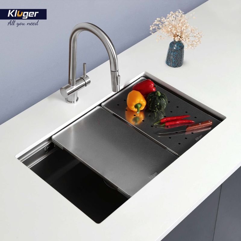 Ảnh thực tế chậu rửa bát 1 hố Kluger KWU8161FS-S76 Plus Ảnh thực tế chậu rửa bát 1 hố Kluger KWU8161FS-S76 Plus
