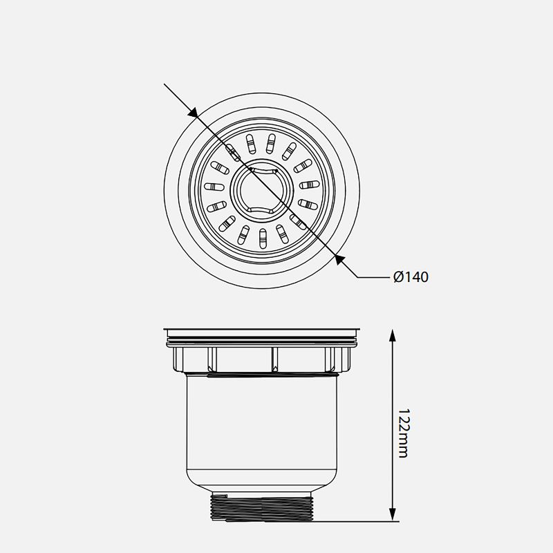 Kích thước bát rác inox Kluger KS-501DN145 Kích thước bát rác inox Kluger KS-501DN145